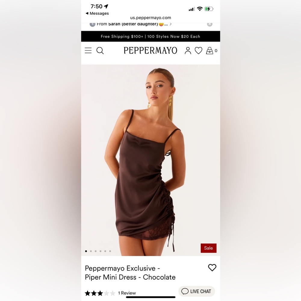Peppermayo Espresso Satin Slip Dress